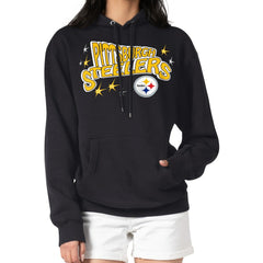 Pittsburgh Steelers Starter Women's Fireworks Fleece Pullover Hoodie Black - NFL