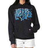 Detroit Lions Starter Women's Fireworks Fleece Pullover Hoodie Black - NFL