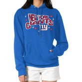New York Giants Starter Women's Fireworks Fleece Pullover Hoodie Royal - NFL