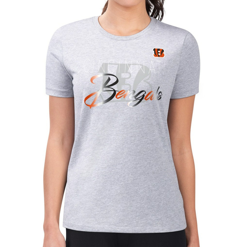 Cincinnati Bengals G-III 4Her by Carl Banks Women's Super-Slim Fit Lightweight Shadow Logo T-Shirt Gray - NFL