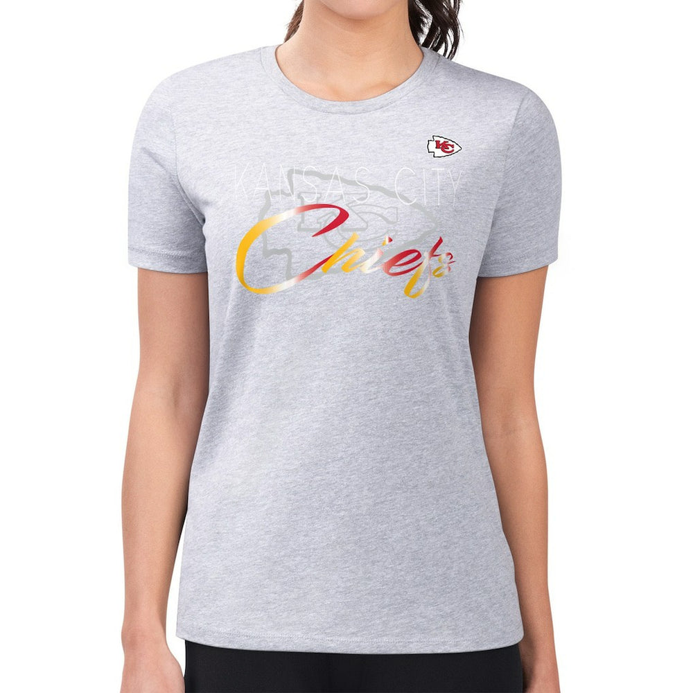 Kansas City Chiefs G-III 4Her by Carl Banks Women's Super-Slim Fit Lightweight Shadow Logo T-Shirt Gray - NFL