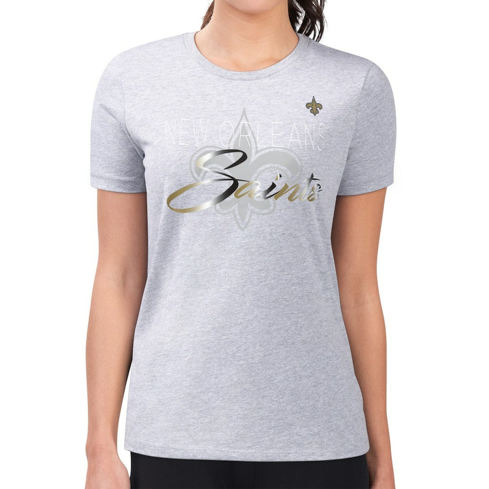 New Orleans Saints G-III 4Her by Carl Banks Women's Super-Slim Fit Lightweight Shadow Logo T-Shirt Gray - NFL