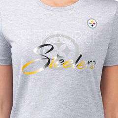 Pittsburgh Steelers G-III 4Her by Carl Banks Women's Super-Slim Fit Lightweight Shadow Logo T-Shirt Gray - NFL