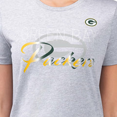 Green Bay Packers G-III 4Her by Carl Banks Women's Super-Slim Fit Lightweight Shadow Logo T-Shirt Gray - NFL