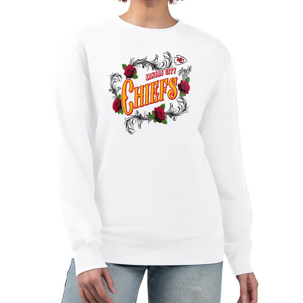 Kansas City Chiefs G-III 4Her by Carl Banks Women's Roses Fleece Tri-Blend Pullover Sweatshirt White - NFL