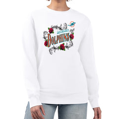 Miami Dolphins G-III 4Her by Carl Banks Women's Roses Fleece Tri-Blend Pullover Sweatshirt White - NFL