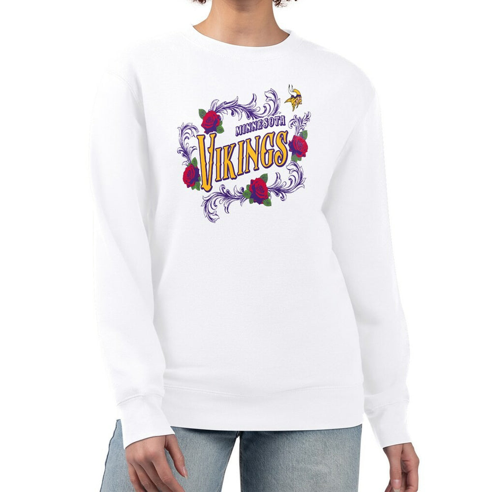 Minnesota Vikings G-III 4Her by Carl Banks Women's Roses Fleece Tri-Blend Pullover Sweatshirt White - NFL