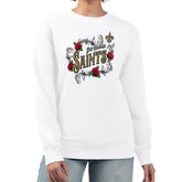 New Orleans Saints G-III 4Her by Carl Banks Women's Roses Fleece Tri-Blend Pullover Sweatshirt White - NFL