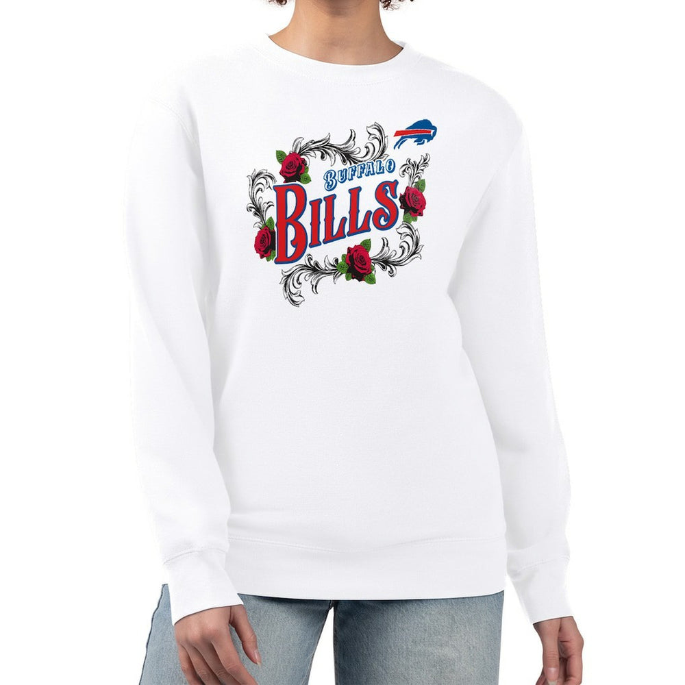 Buffalo Bills G-III 4Her by Carl Banks Women's Roses Fleece Tri-Blend Pullover Sweatshirt White - NFL