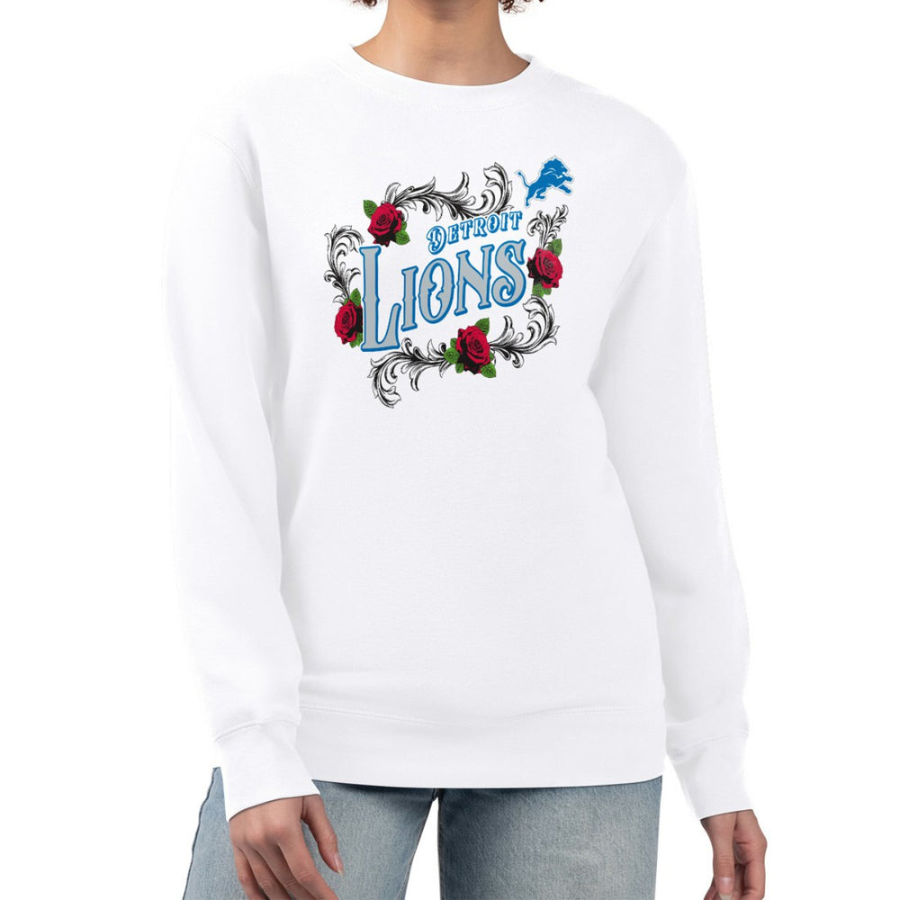 Detroit Lions G-III 4Her by Carl Banks Women's Roses Fleece Tri-Blend Pullover Sweatshirt White - NFL