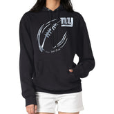 New York Giants G-III 4Her by Carl Banks Women's Metallic Print Football Sketch Fleece Pullover Hoodie Black - NFL