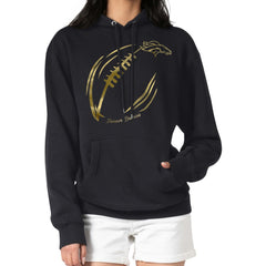 Denver Broncos G-III 4Her by Carl Banks Women's Metallic Print Football Sketch Fleece Pullover Hoodie Black - NFL