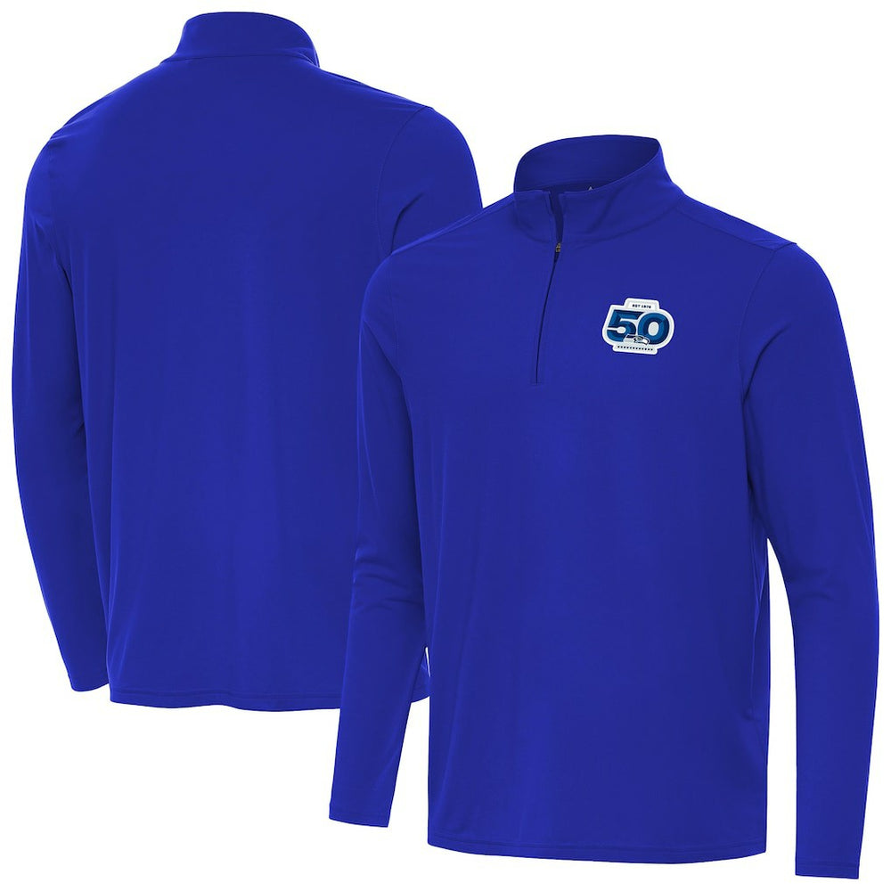 Seattle Seahawks Antigua 50th Season Intent Quarter-Zip Pullover Royal - NFL