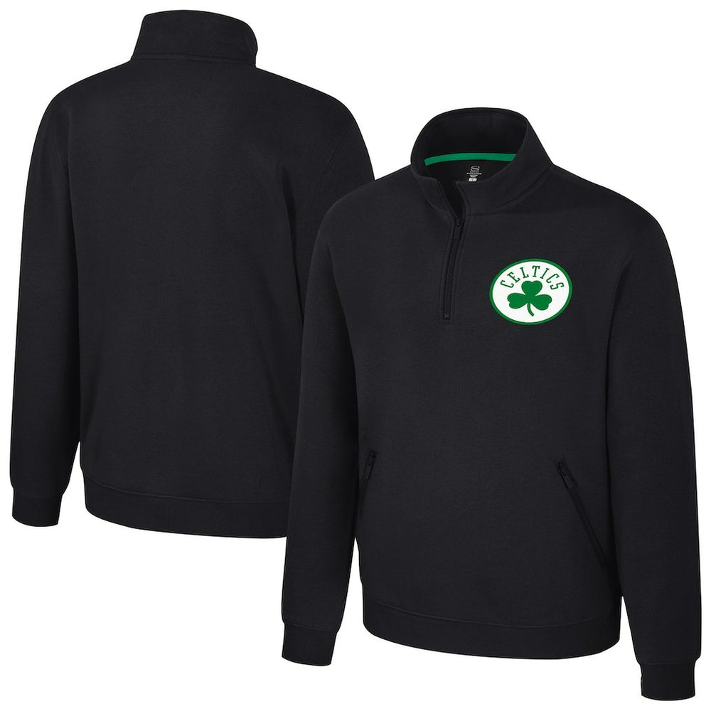 NBA - Boston Celtics Stadium Essentials Unisex Varsity Trainer Quarter-Zip Pullover - Black