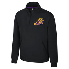 NBA - Los Angeles Lakers Stadium Essentials Unisex Varsity Trainer Quarter-Zip Pullover - Black