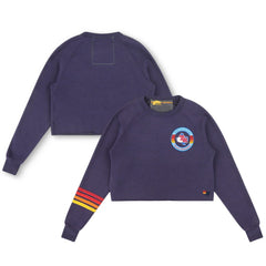 Texas Rangers Aviator Nation x MLB Women's Rugby Stitch Cropped Tri-Blend Pullover Sweatshirt Lifestyle