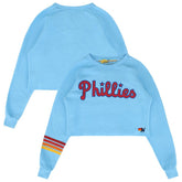 Philadelphia Phillies Aviator Nation x MLB Women's Rugby Stitch Cropped Tri-Blend Sweatshirt On Sale