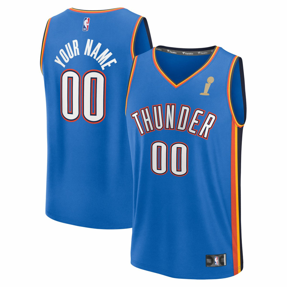 Fanatics - Oklahoma City Thunder 2025 NBA Finals Champions Fast Break Replica Custom Jersey - Blue - Icon Edition