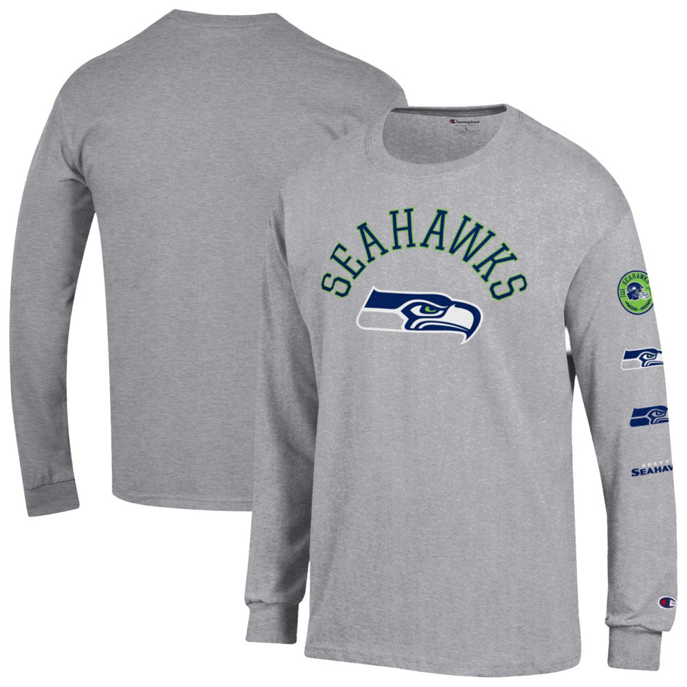 Seattle Seahawks Champion Seal Long Sleeve T-Shirt Heather Gray - NFL