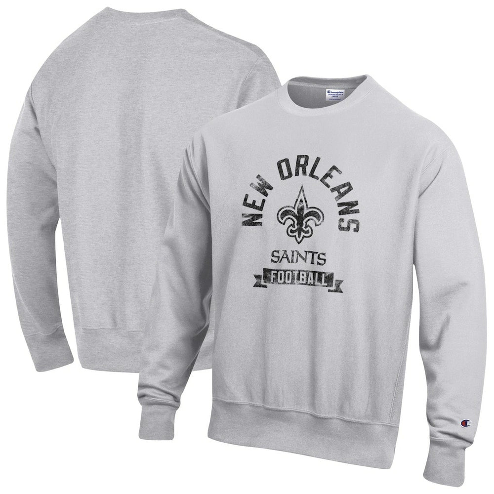 New Orleans Saints Champion Reverse Weave Fleece Pullover Sweatshirt Heather Gray - NFL