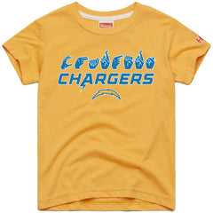 Los Angeles Chargers Homage Youth Love Sign x ASL 2.0 Tri-Blend T-Shirt Gold - NFL