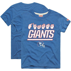 New York Giants Homage Youth Love Sign x ASL 2.0 Tri-Blend T-Shirt Royal - NFL