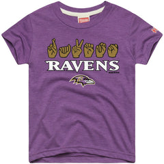 Baltimore Ravens Homage Youth Love Sign x ASL 2.0 Tri-Blend T-Shirt Purple - NFL