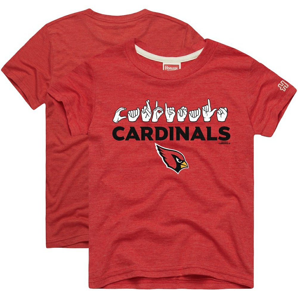Arizona Cardinals Homage Youth Love Sign x ASL 2.0 Tri-Blend T-Shirt Cardinal - NFL