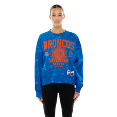 Denver Broncos New Era Women's Throwback Oversized Boxy Sweatshirt Royal - NFL