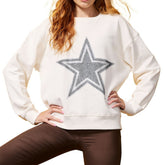 Dallas Cowboys Terez Women's Gems Fleece Crewneck Sweatshirt White - NFL