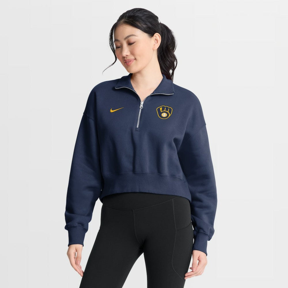 Milwaukee Brewers Nike Women's Primetime Phoenix Fleece Half-Zip Sweatshirt discount