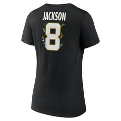 Lamar Jackson Baltimore Ravens Women's Floral Name & Number V-Neck T-Shirt Black - NFL