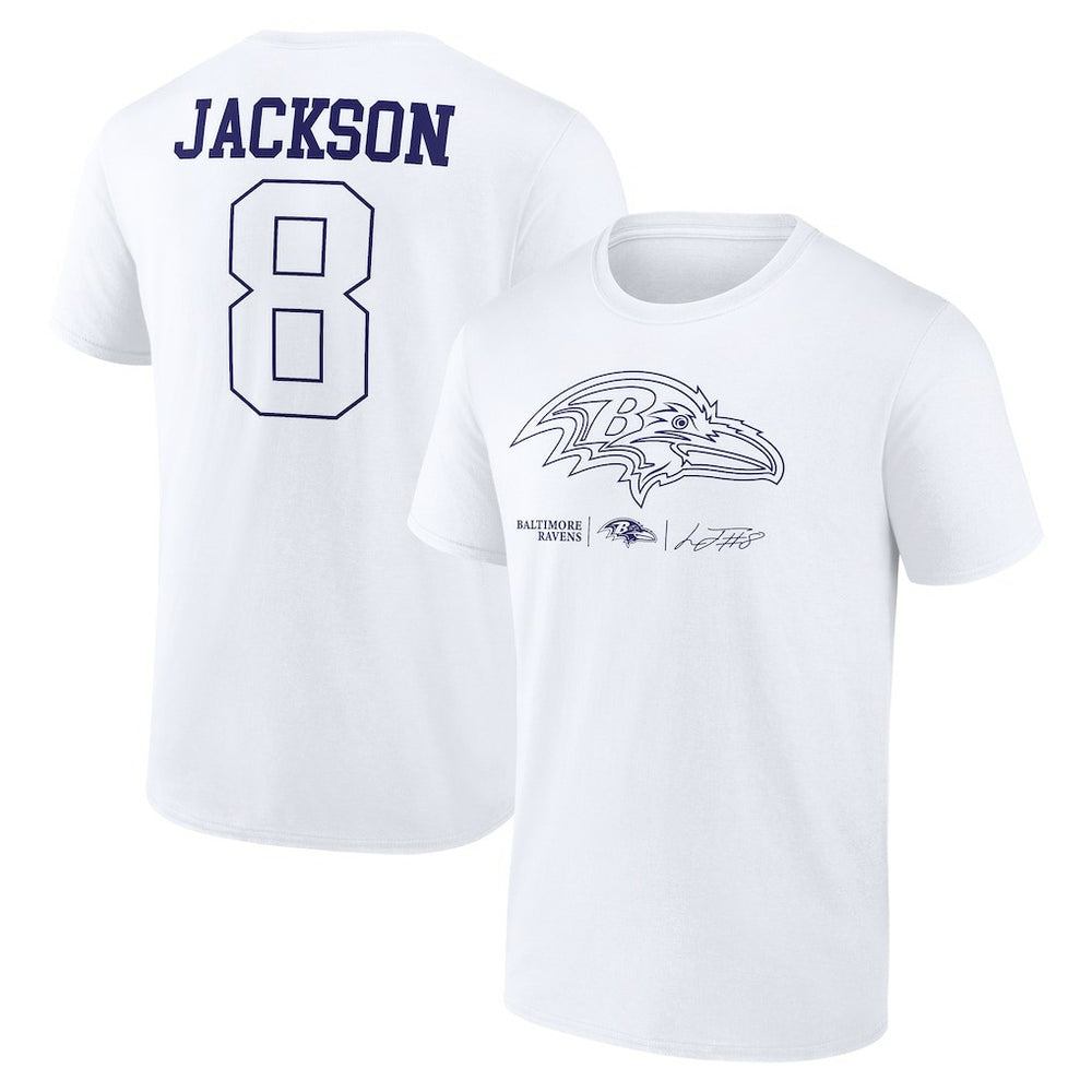 Lamar Jackson Baltimore Ravens Tonal Name & Number T-Shirt White - NFL