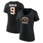 Joe Burrow Cincinnati Bengals Women's Floral Name & Number V-Neck T-Shirt Black - NFL