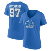 Aidan Hutchinson Detroit Lions Women's Floral Name & Number V-Neck T-Shirt Blue - NFL