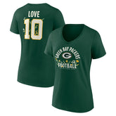 Jordan Love Green Bay Packers Women's Floral Name & Number V-Neck T-Shirt Green - NFL