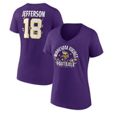 Justin Jefferson Minnesota Vikings Women's Floral Name & Number V-Neck T-Shirt Purple - NFL