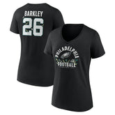 Saquon Barkley Philadelphia Eagles Women's Floral Name & Number V-Neck T-Shirt Black - NFL
