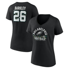 Saquon Barkley Philadelphia Eagles Women's Floral Name & Number V-Neck T-Shirt Black - NFL