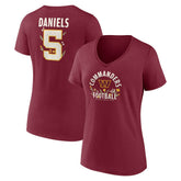 Jayden Daniels Washington Commanders Women's Floral Name & Number V-Neck T-Shirt Garnet - NFL