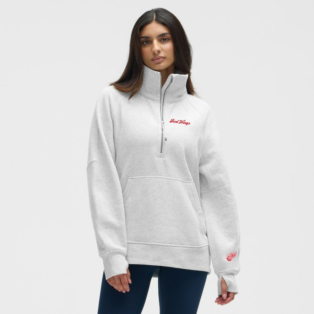 Detroit Red Wings - lululemon Women's Long Scuba Oversized Half-Zip Funnel Neck Heathered Core Ultra Light Grey