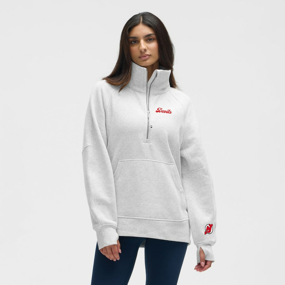 New Jersey Devils - lululemon Women's Long Scuba Oversized Half-Zip Funnel Neck Heathered Core Ultra Light Grey