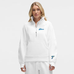 St. Louis Blues - lululemon Women's Long Scuba Oversized Half-Zip Funnel Neck White