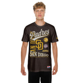 San Diego Padres New Era Oversized Throwback Distressed T-Shirt Lifestyle