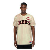 Cincinnati Reds New Era Throwback Meshback Pinstripe T-Shirt for sale