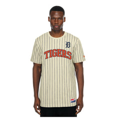 Detroit Tigers New Era Throwback Meshback Pinstripe T-Shirt On Sale