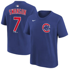 Dansby Swanson Chicago Cubs Nike Youth Name & Number T-Shirt Lifestyle