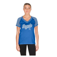 Kansas City Royals New Era Women's Gameday V-Neck T-Shirt Lifestyle