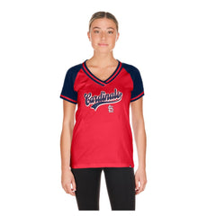 St. Louis Cardinals New Era Women's Gameday V-Neck T-Shirt Lifestyle