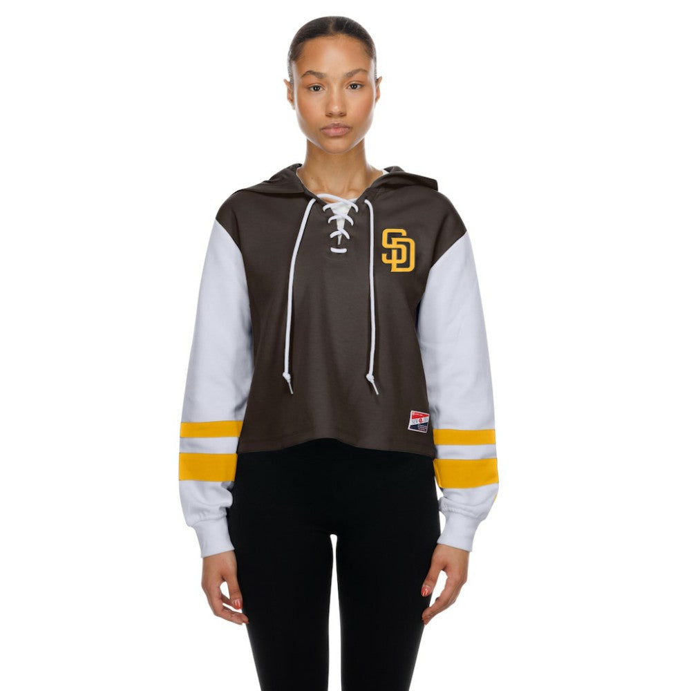 San Diego Padres New Era Women's Boxy Lace-Up Hoodie On Sale